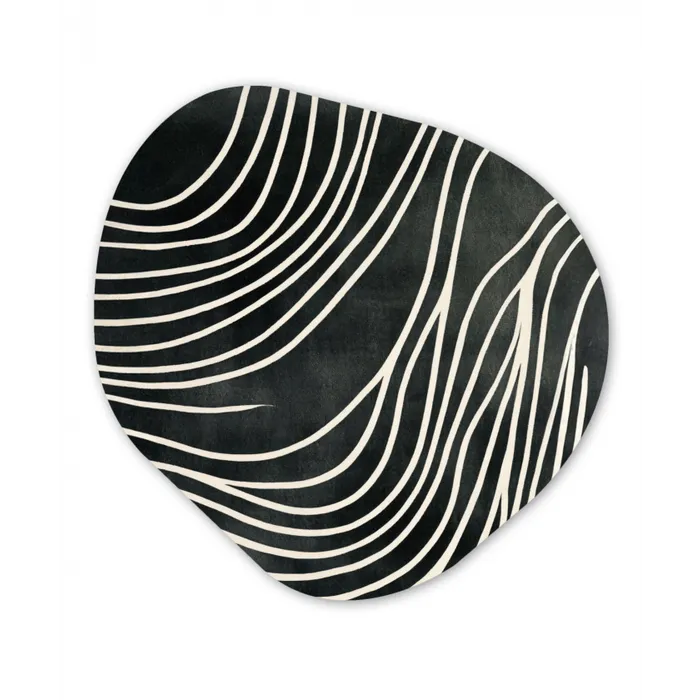 Lijnen - Patroon - Abstract - Wit Wandcirkel Organisch Aluminium middel -3d