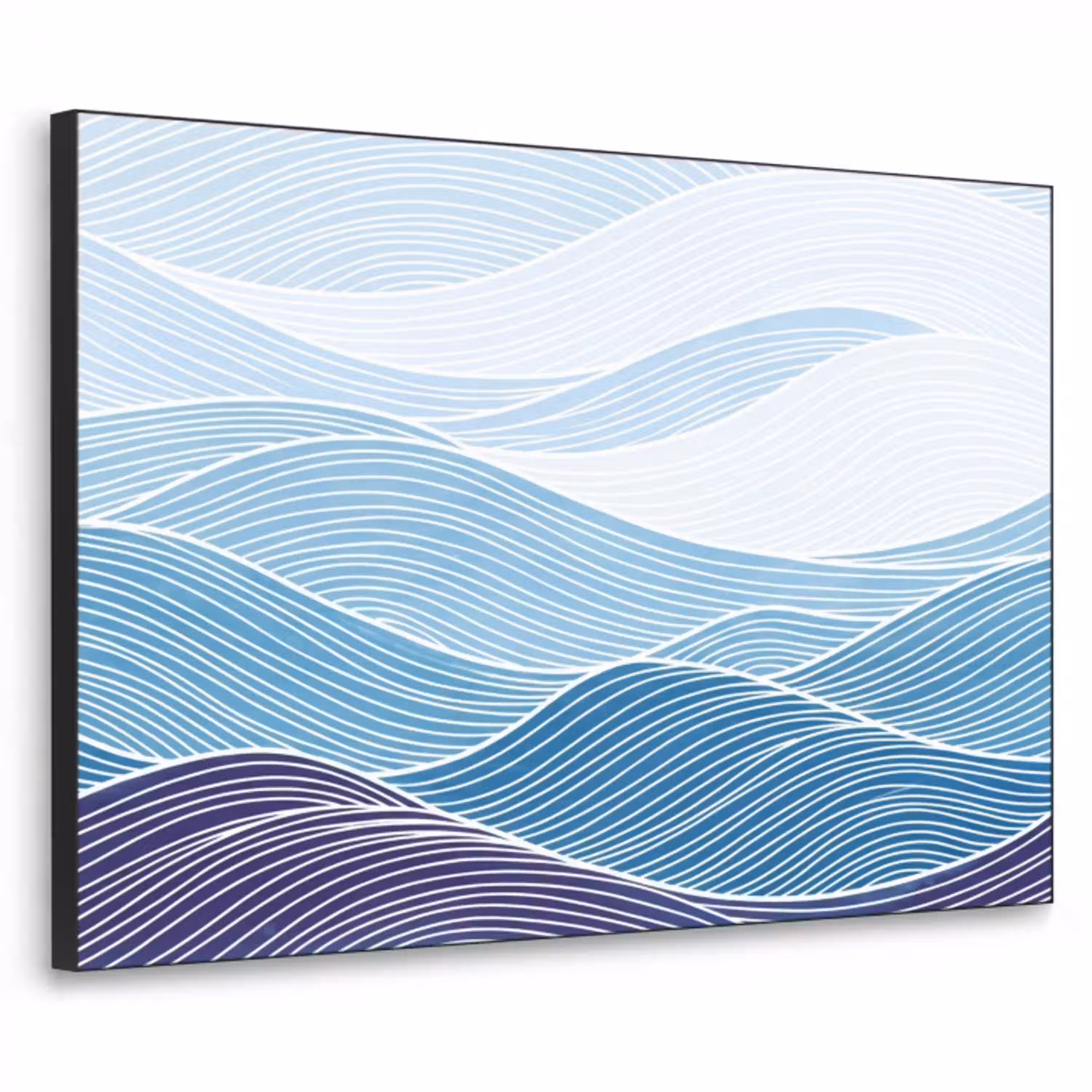 Abstract - Golven - Patroon - Blauw - Modern Textielframe zwart klein -3d