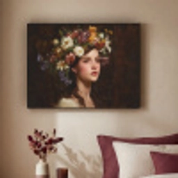 Portret - Vrouw - Bloemen Textielframe - compleet frame klein -sfeer1