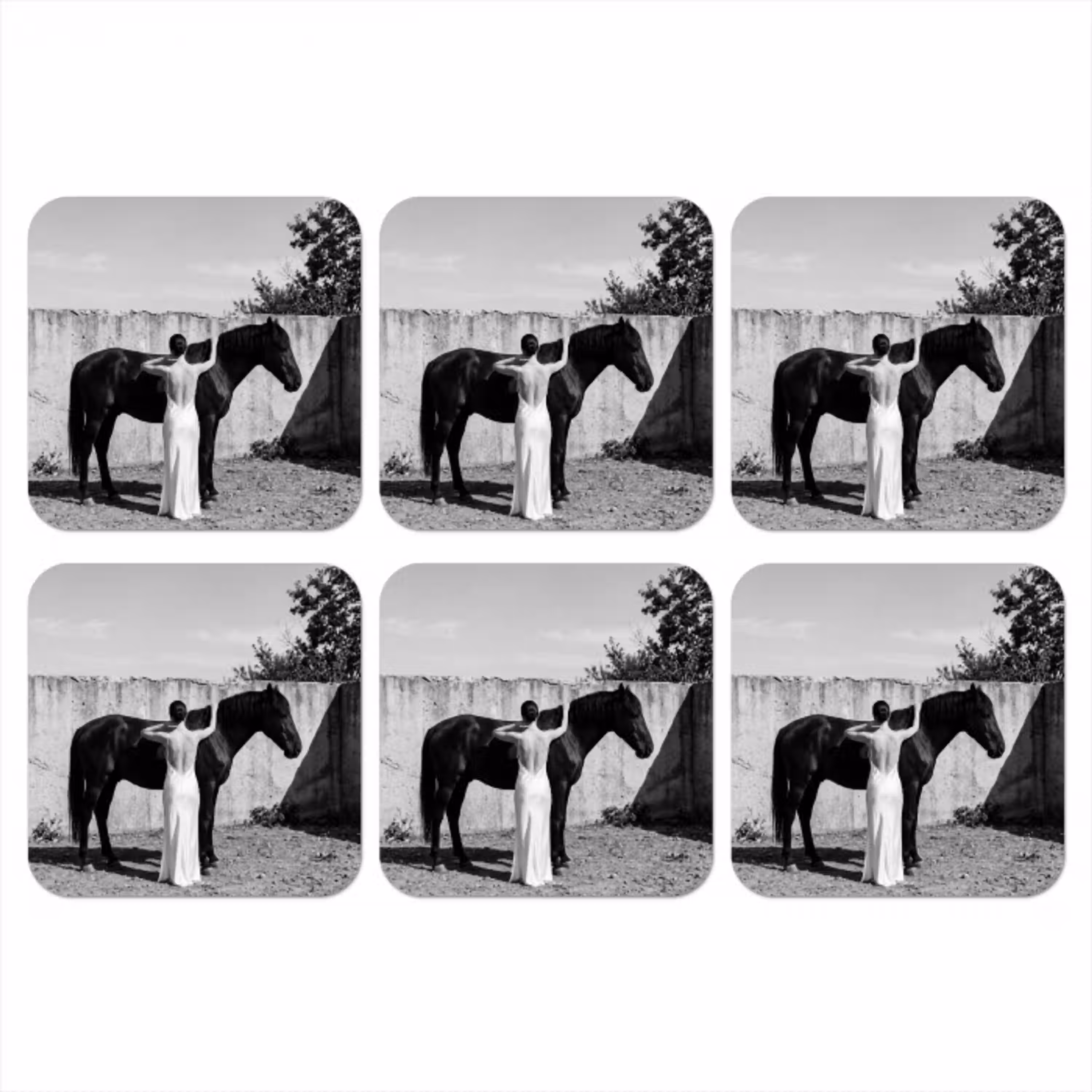 Vrouw - Paard - Artistiek onderzetter kurk middel -3d