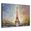 Eiffeltoren - Schilderij - Olieverf - Parijs Textielframe zwart klein -3d