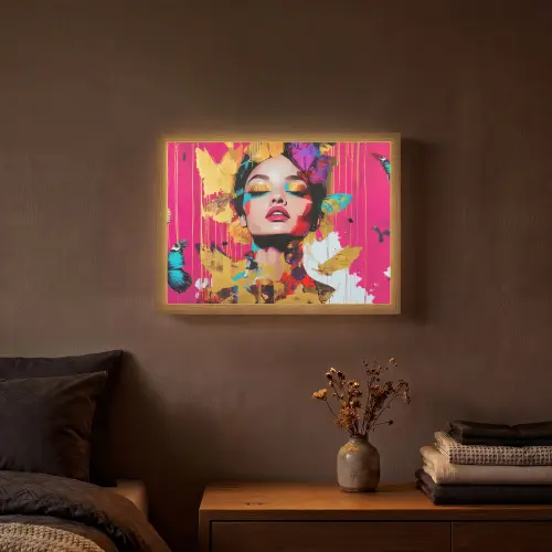 Vrouw - Abstract - Kleurrijk Light Box met batterij (Wandlamp) middel -sfeer4