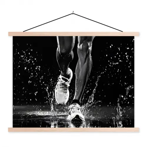 Hardloopschoenen - Rennen - Druppels - Zwart textielposter latten blank klein -3d