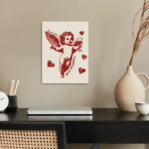 Cupido - Hartjes - Rood - Klassiek poster papier klein -sfeer1