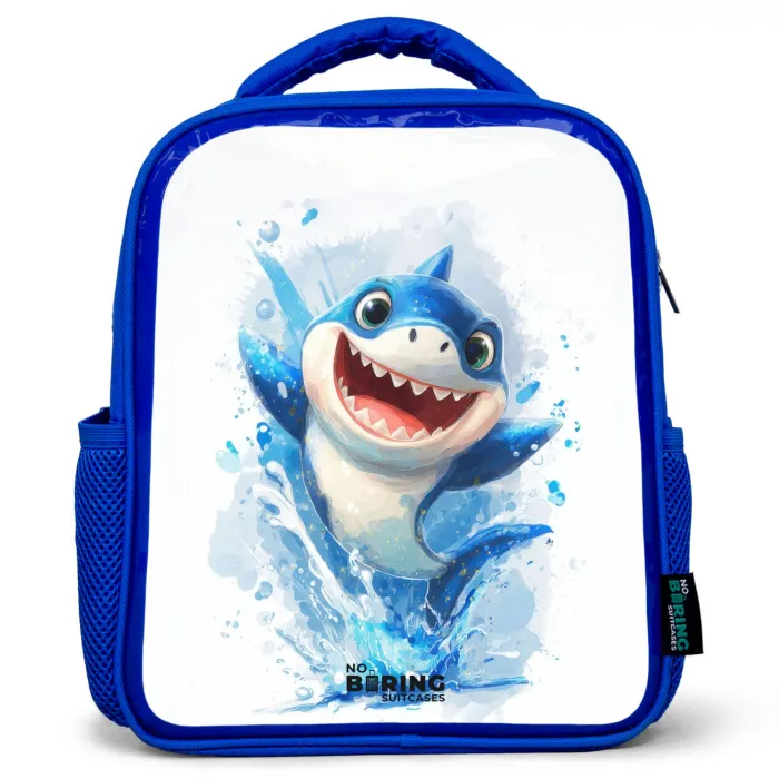 Haai - Tanden - Water Kinderrugzak - Blauw middel -3d