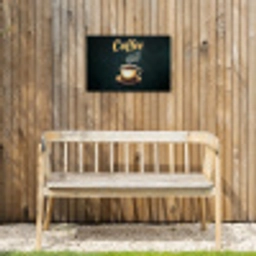 Koffie - Schotel - Koffiebonen - Retro Tuinposter op houten frame 2 cm dik klein -sfeer4
