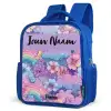 Regenbogen - Bloemen - Kleurrijk Kinderrugzak - Blauw middel -schuin