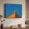 Meeuw - Gebouw - Lucht - Geschilderd Textielframe zwart klein -sfeer3