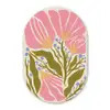 Bloemen - Bladeren - Abstract - Roze Wandcirkel Ovaal Glas middel -3d