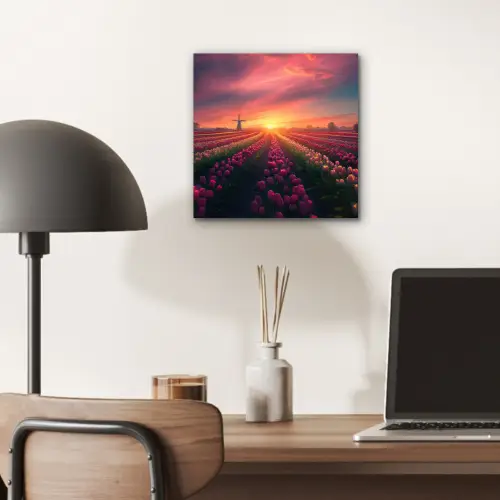Windmolen - Zonsondergang - Landschap aluminium wit klein -sfeer5
