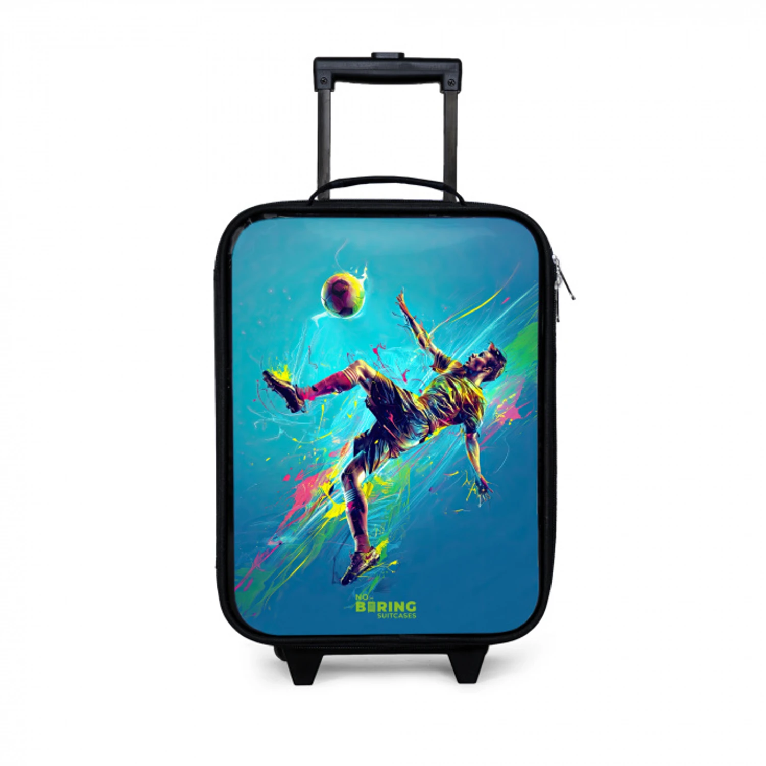 Neon - Voetbal - Schop - Kleurrijk Kinderkoffer - Zwart klein -3d