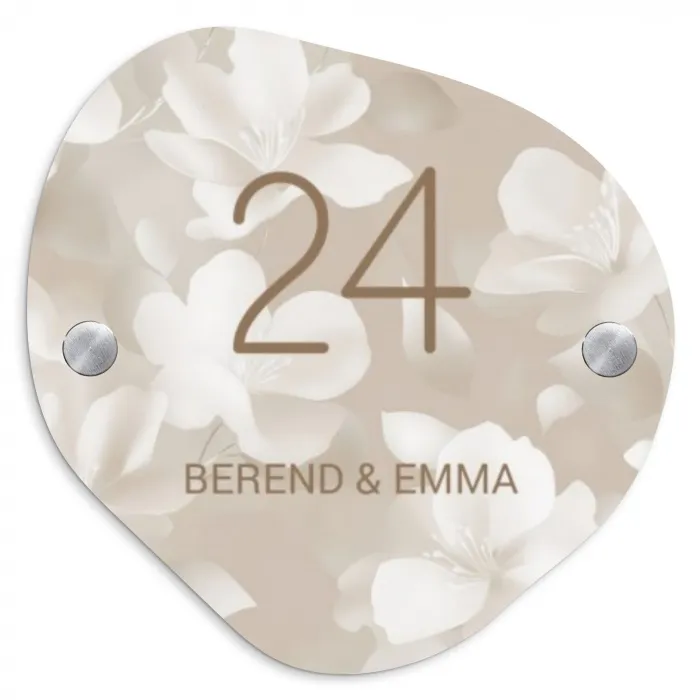 Beigefarbene Blumen Naambord Organisch middel -3d