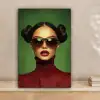 Vrouw - Groen - Bril - Aesthetic - Modern canvas 2cm klein -sfeer1