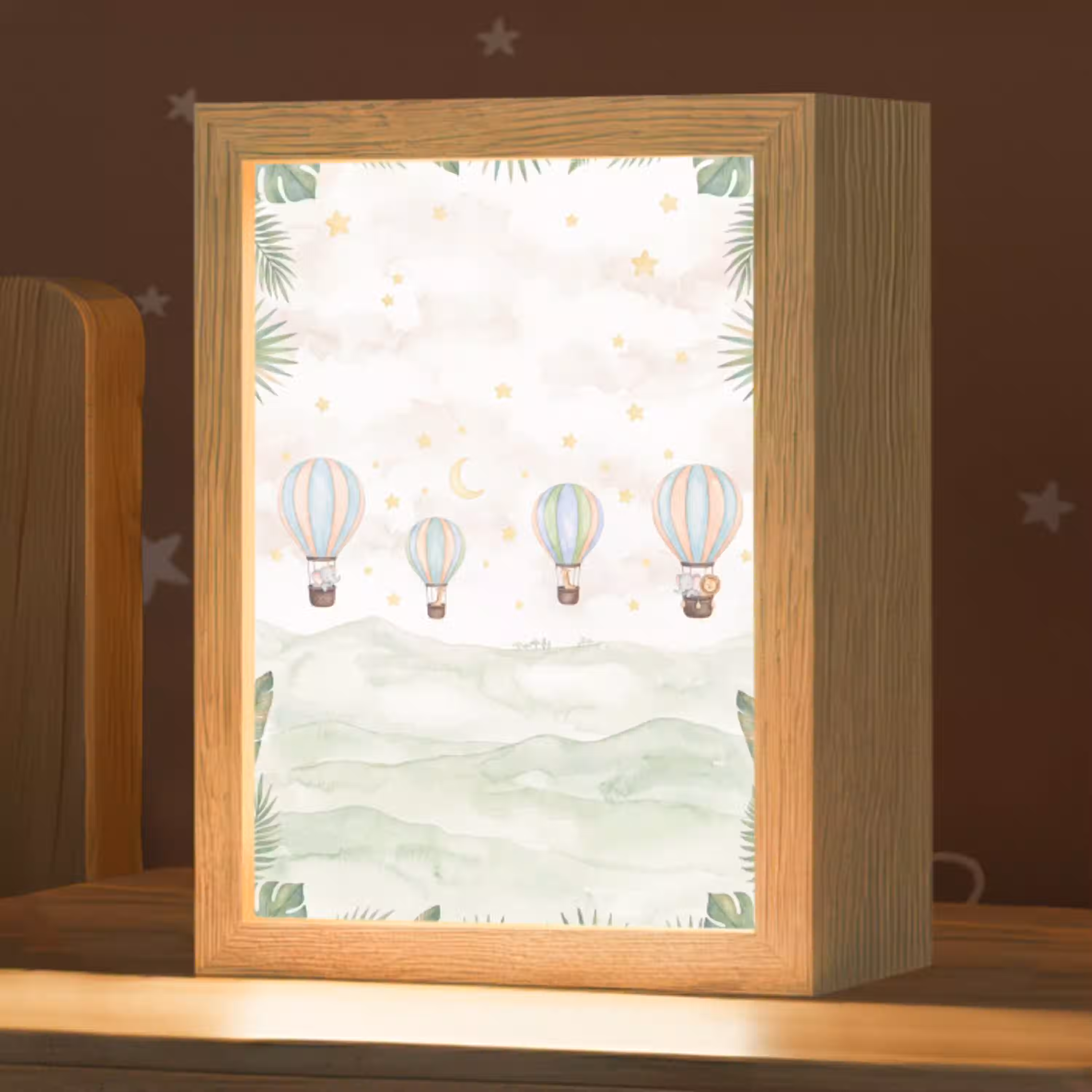 Aquarel - Luchtballonnen - Pastel Light Box met kabel (Kinderlampje) klein -zzz_3d_website