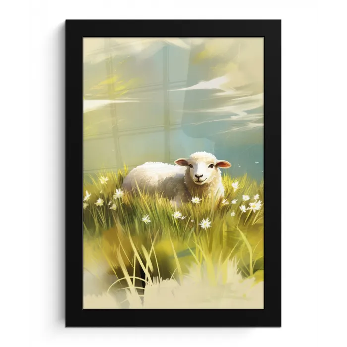 Schaap - Weide - Groen fotolijst zwart zonder passe partout klein -3d