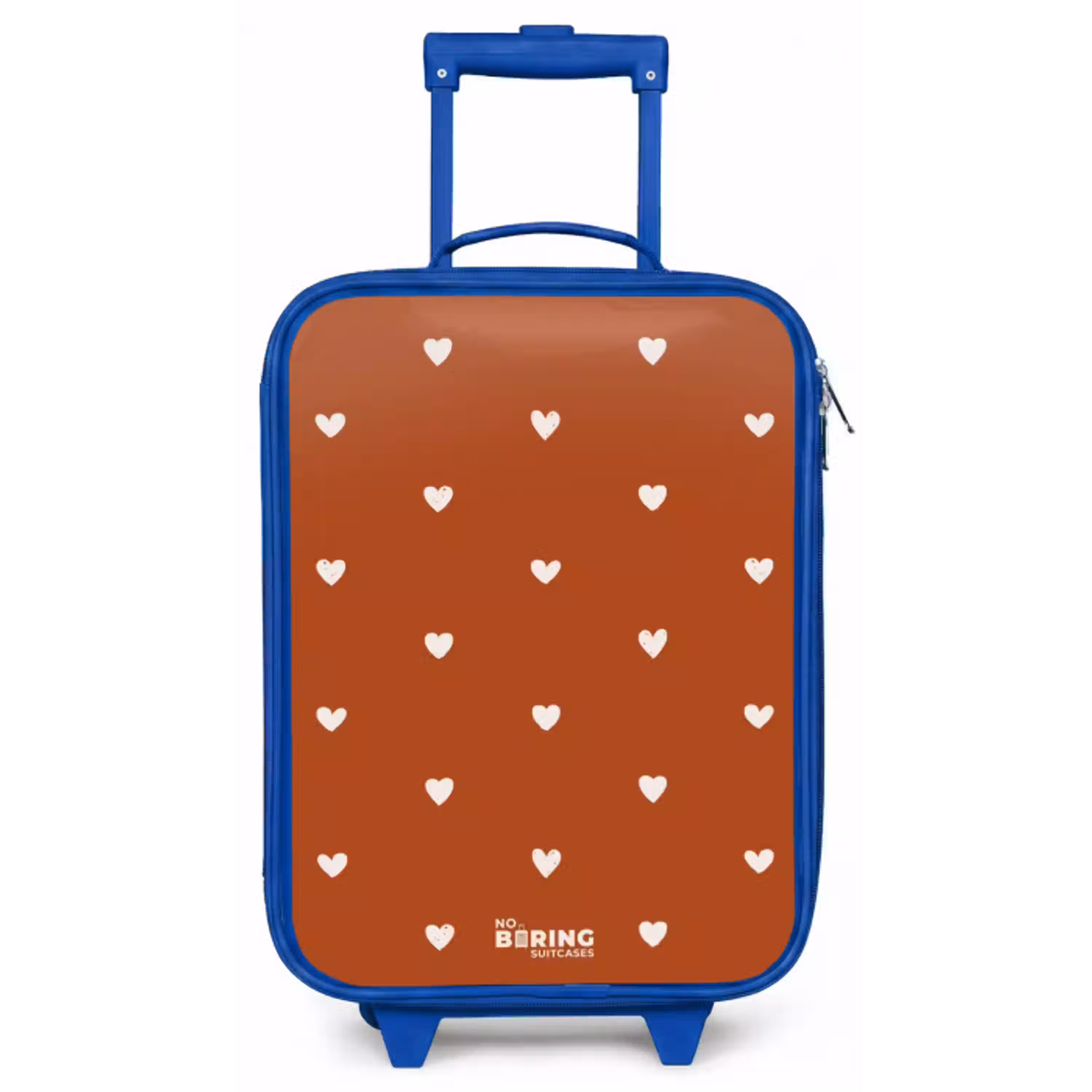Wit hartjespatroon op oranje bruine achtergrond Kinderkoffer - Blauw klein -zz3dotto
