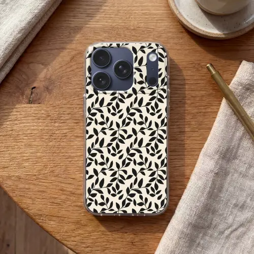 Elegant - Patroon - Zwart - Beige Telefoonhoesje iPhone 17 Pro klein 878 -sfeer1