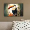 Toekan - Vogel - Bloemen - Planten canvas 2cm klein -sfeer3