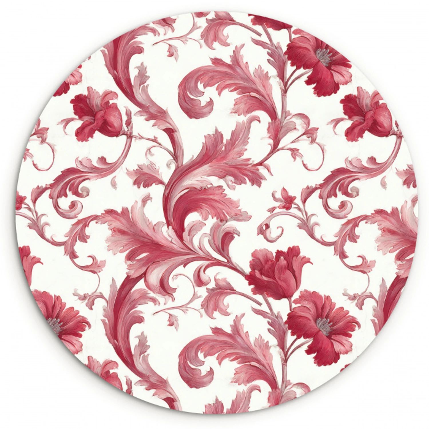 Barok - Patroon - Rood Wandcirkel kunststof plaat 5mm dik klein 188 -3d