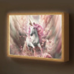 Eenhoorn - Meisje - Roze - Bloemen - Sprookje Light Box met batterij (Wandlamp kind) middel -z3d_website