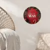 Kerst - Quote - Rood - Kerstballen Wandcirkel behangsticker klein -sfeer4