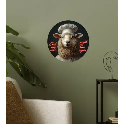 Schaap - Kokskleding - Neon - Quote Wandcirkel behangsticker klein -sfeer2