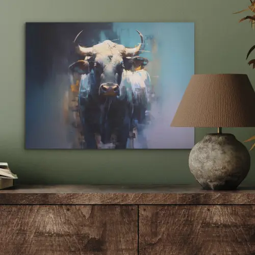 Stier - Zwart - Abstract - Horens PET vilt klein -sfeer2