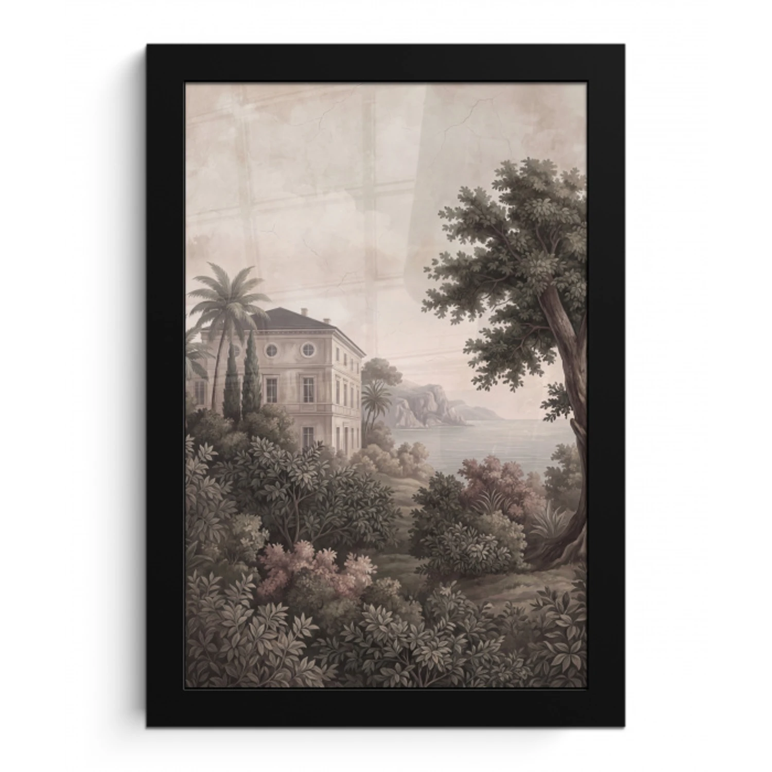 Zee - Villa - Beige fotolijst zwart zonder passe partout klein -3d