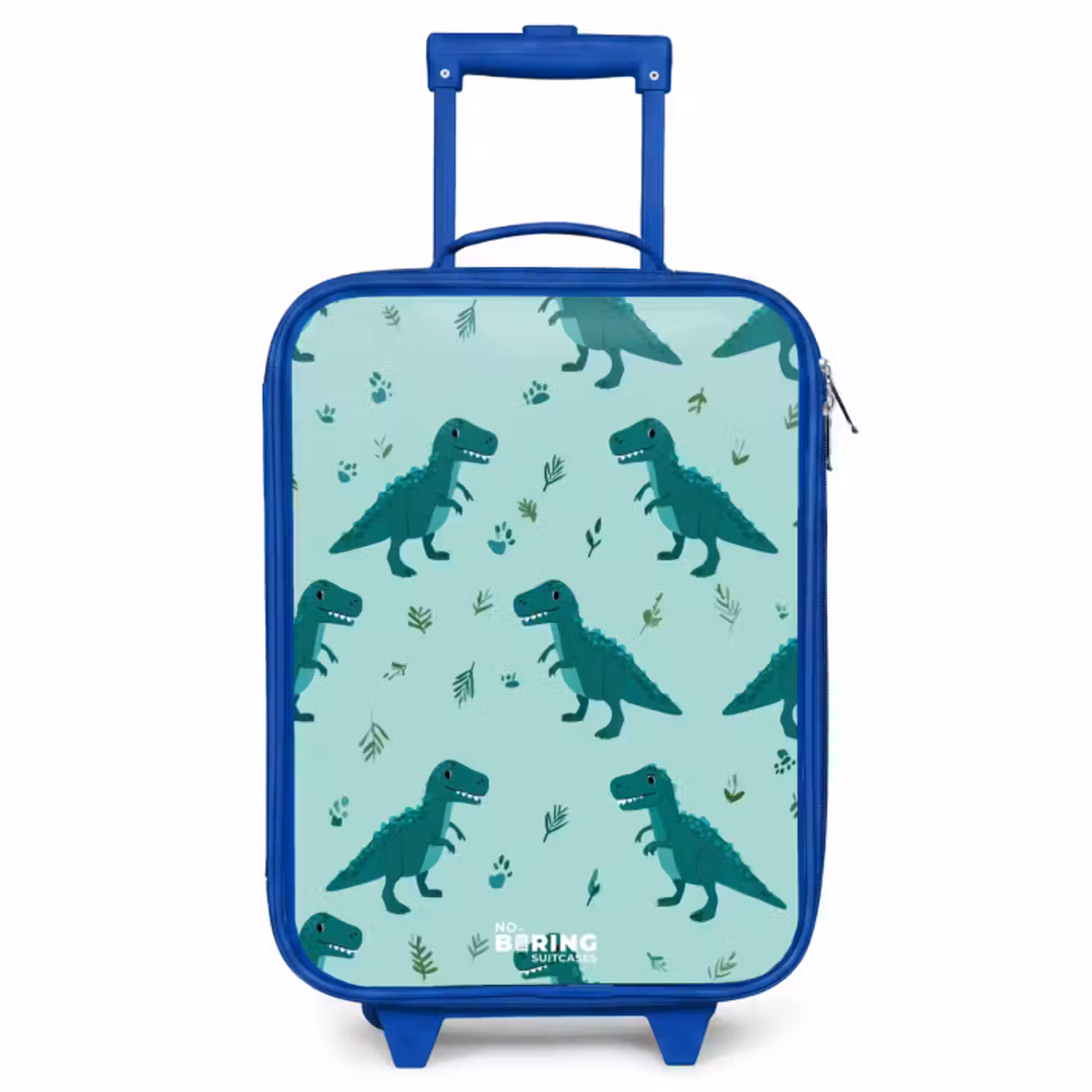 Kinderkoffer - Blauw - Vriendelijke T. rex tussen sporen
