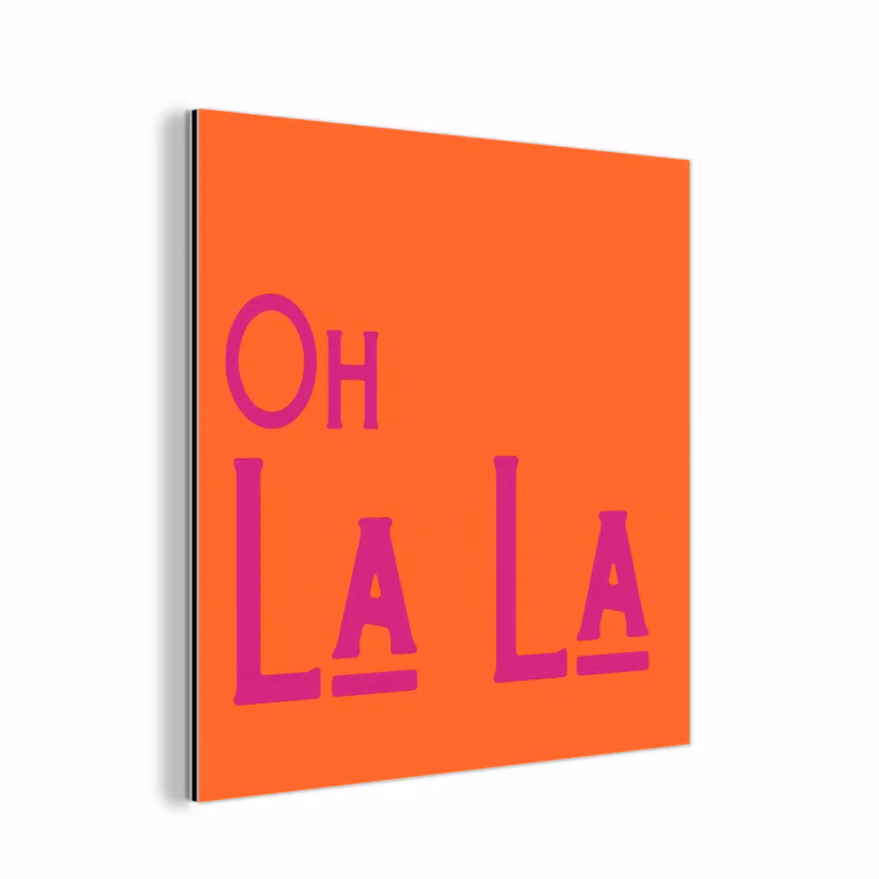 Oh la la - Oranje - Roze - Scheeflettertype aluminium wit klein -3d
