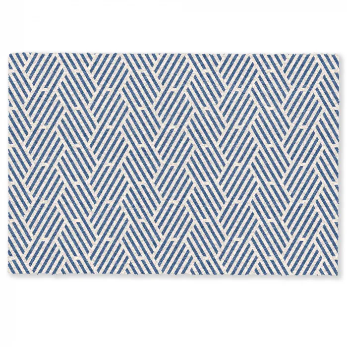 Crème - Blauw - Strepen - Patroon Deurmat klein 898 -zkaufland3d