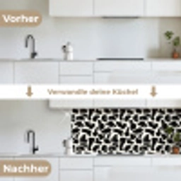 Dierenpatroon - Vlekken - Zwart - Wit keuken achterwand 2 middel 871 -voor-na_DE
