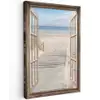 Doorkijk - Strand - Duinen - Pad - Landschap Tuinposter op houten frame 2 cm dik klein -3d