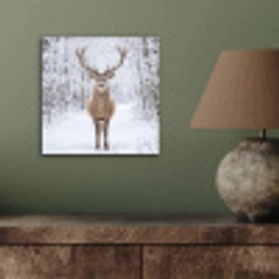 Hert - Winter - Bos - Natuur - Wit aluminium wit klein -sfeer2