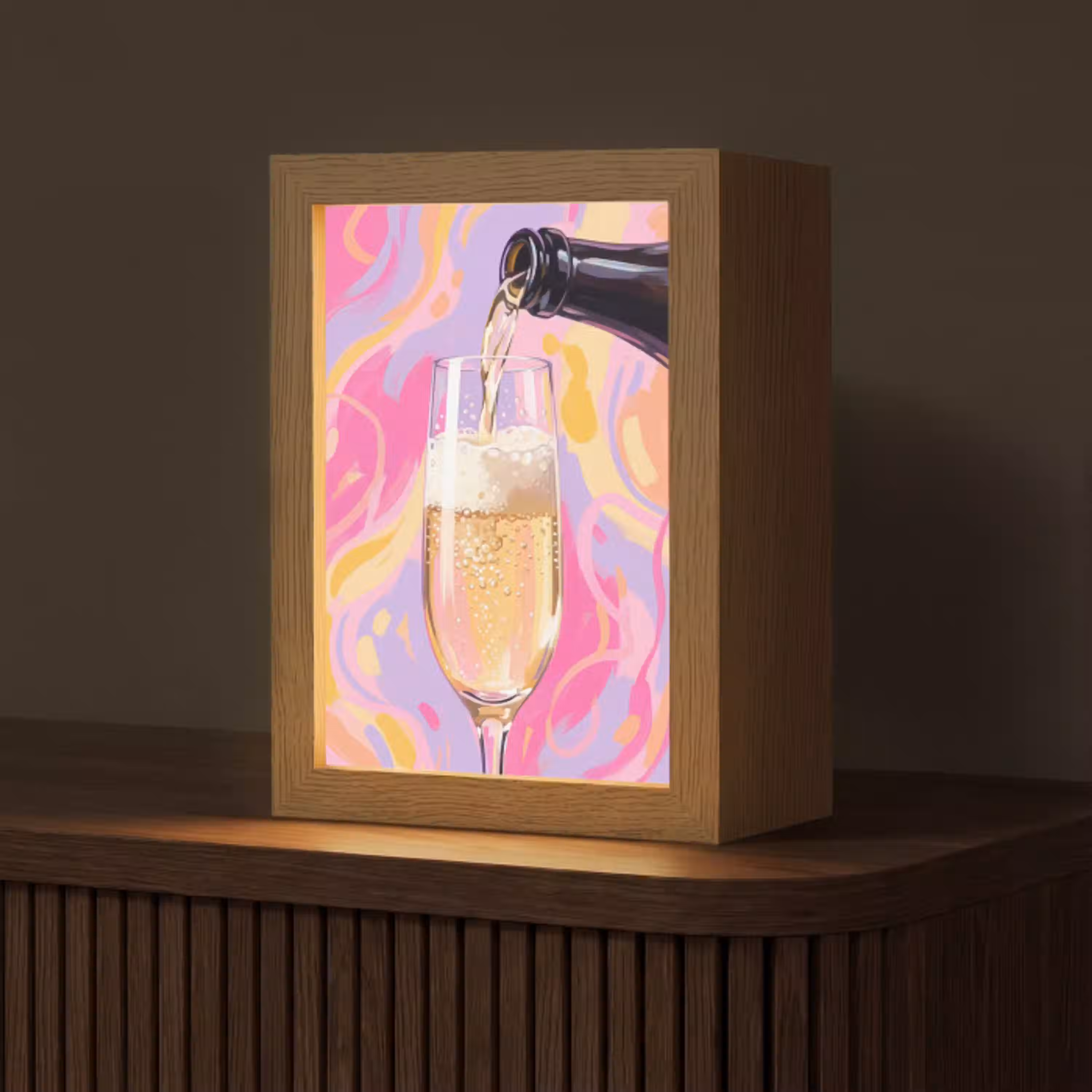 Drank - Inschenken - Feest - Abstract - Roze Light Box met kabel (Tafellamp) klein -z3d_website