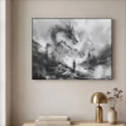 Krijger - Draak - Grijs Textielframe - compleet frame klein -sfeer2