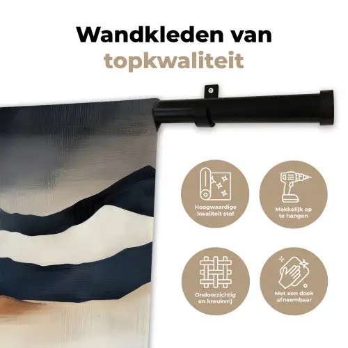 Bergen - Donkerblauw - Landschap Wandkleed katoen klein -sfeer2