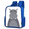 Dierenportret - Nijlpaard - grijs Kinderrugzak - Blauw middel -schuin