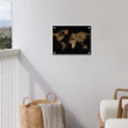 Wereldkaart - Goud - Luxe - Aarde - Zwart tuinposter los doek klein -sfeer8