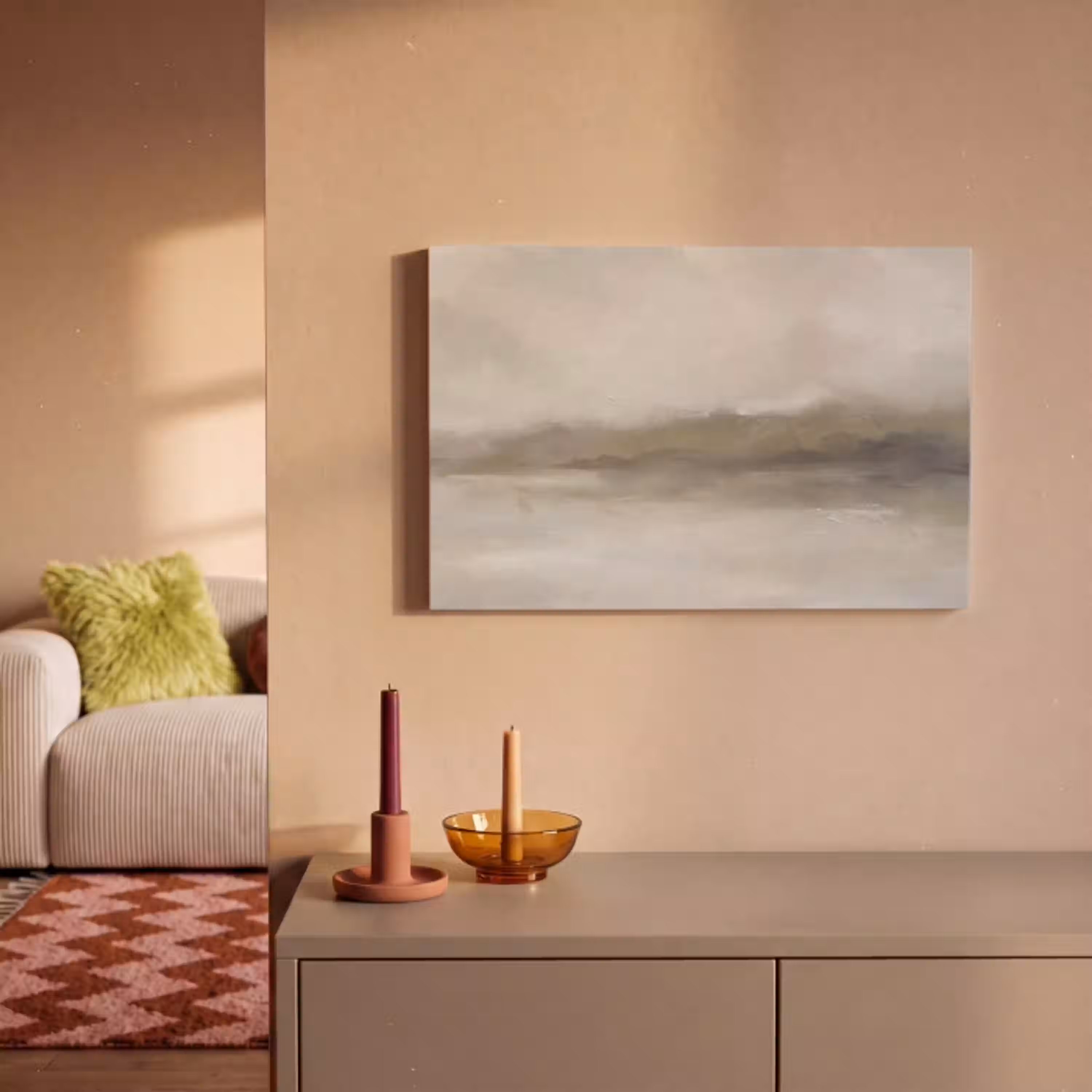 Abstract - Landschap - Nevel - Modern - Grijs canvas 2cm klein -sfeer1