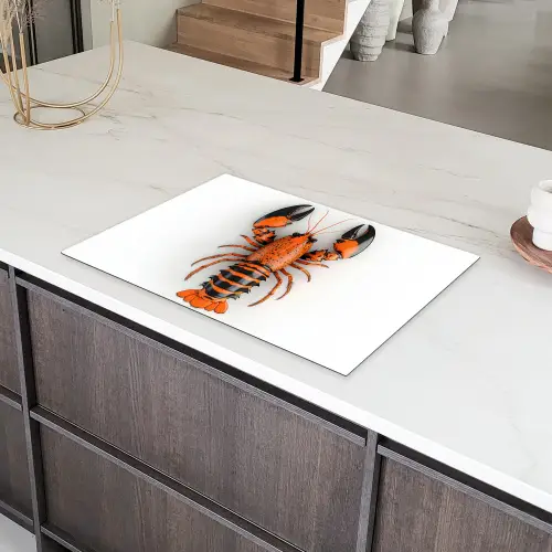 Kreeft - Zwart - Oranje - Wit - Uniek Inductie beschermer vinyl 3mm klein -sfeer8