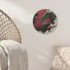 Zwarte draak - Rookwolken - Rood Akoestische PET Vilt - Rond klein -sfeer4