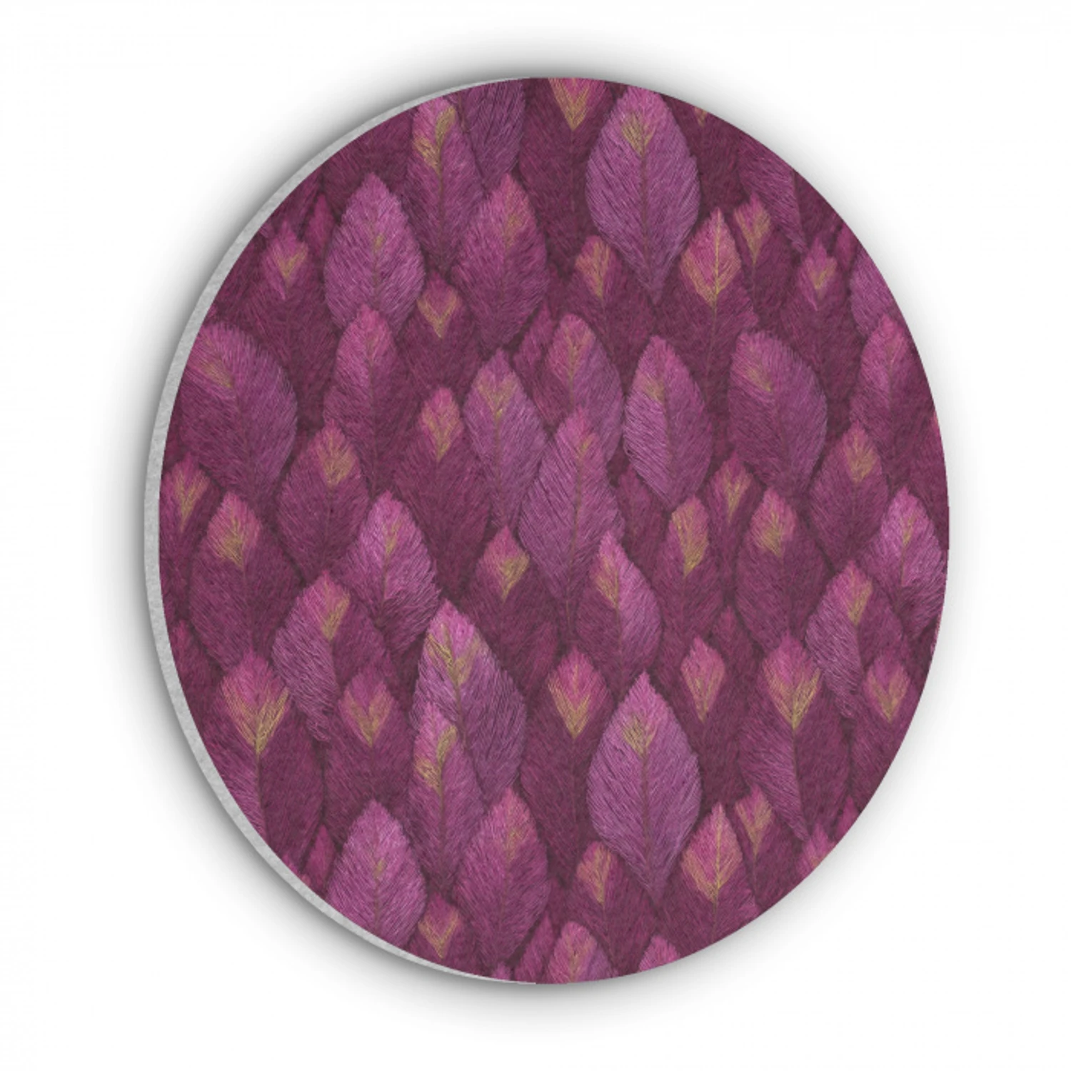 Bladeren - Patroon - Burgundy Akoestische PET Vilt - Rond klein 838 -3d