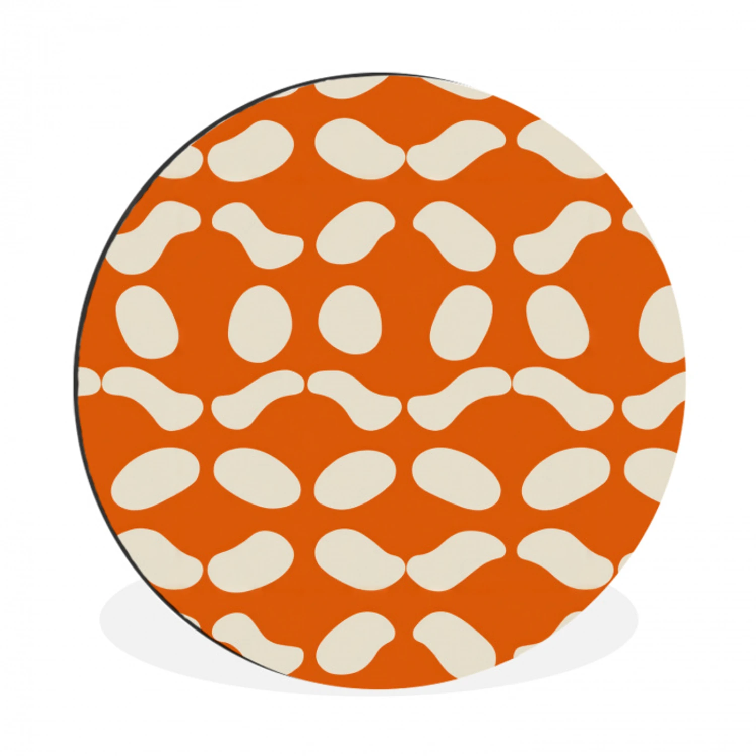 Oranje - Organische vormen - Wit Wandcirkel aluminium klein 190 -3d