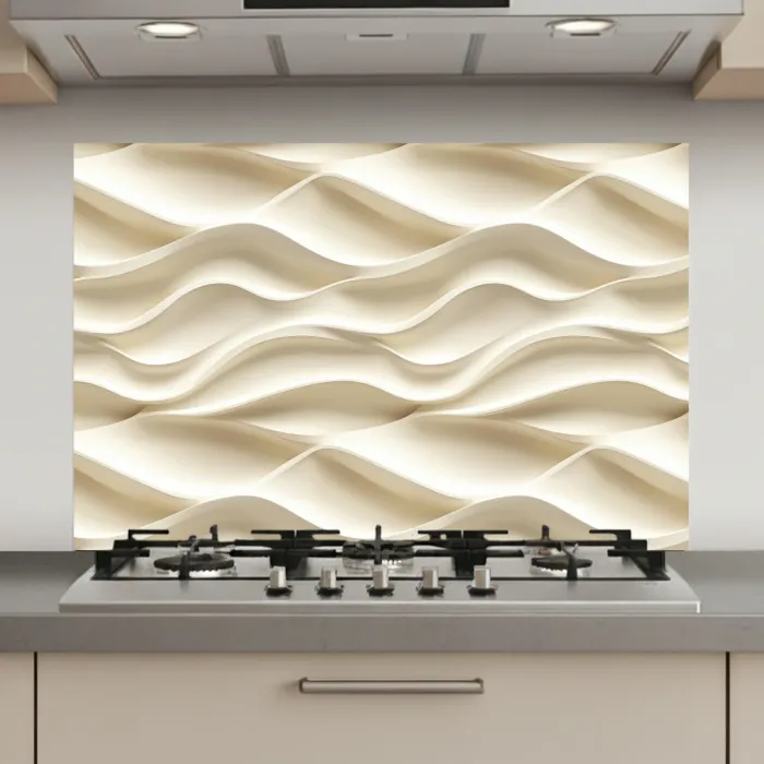 Lijnen - Golvend - Crème keuken achterwand spatscherm klein 900 -3d_website