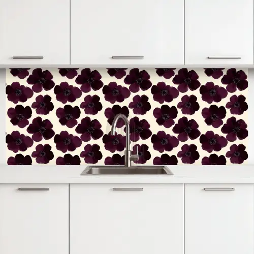 Bloemen - Aquarel - Paars keuken achterwand 2 middel 871 -3d