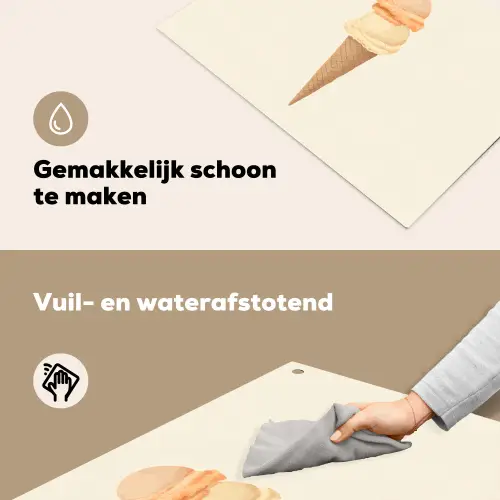 Minimalistisch - Schepijs - Hoorntje - Beige Inductie beschemer met haakjes klein -ky-schoon-nl
