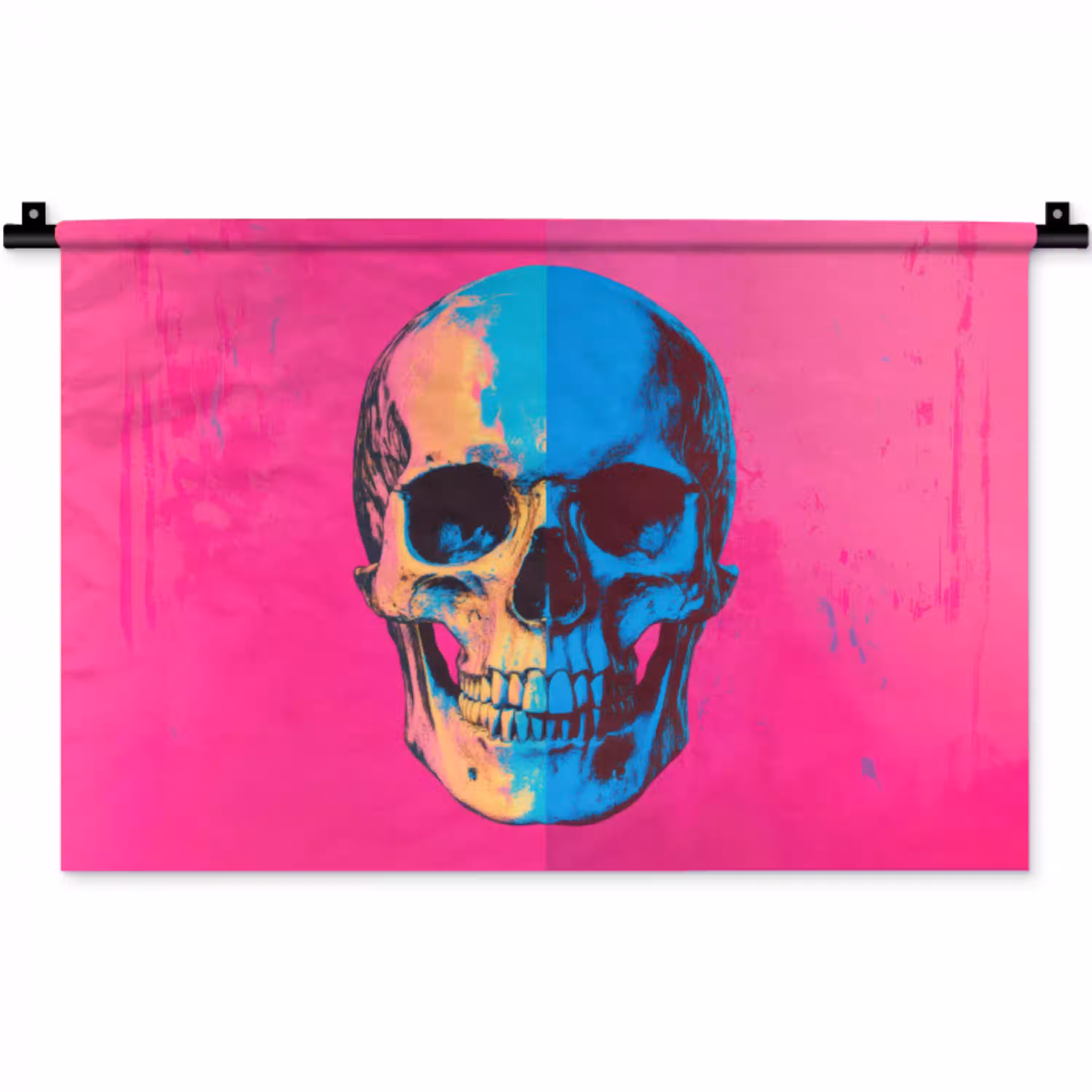 Neon - Blauw - Pop-art - Schedel Wandkleed katoen klein -zz3d