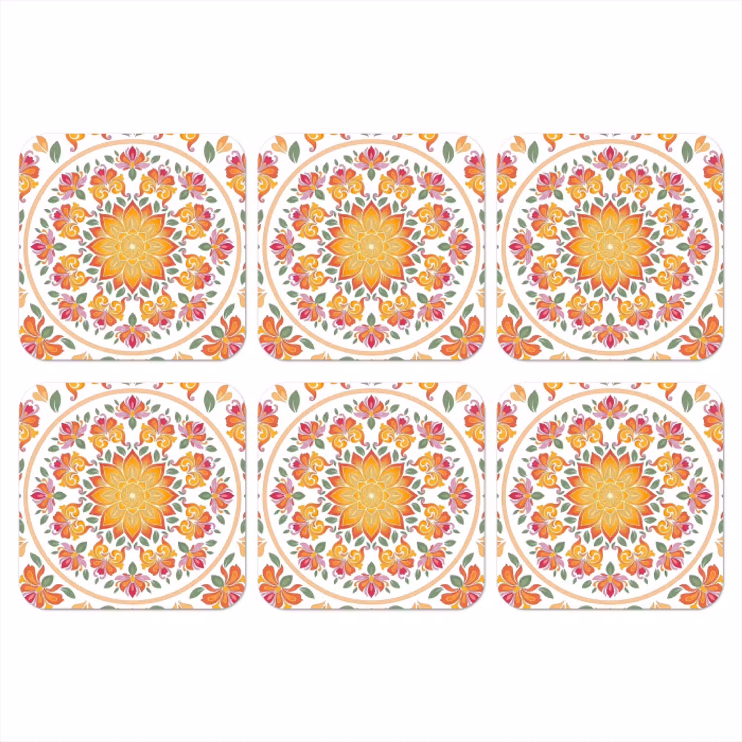 Mandala - Bloemen - Decoratie - Kleurrijk - Abstract onderzetter kurk middel -3d