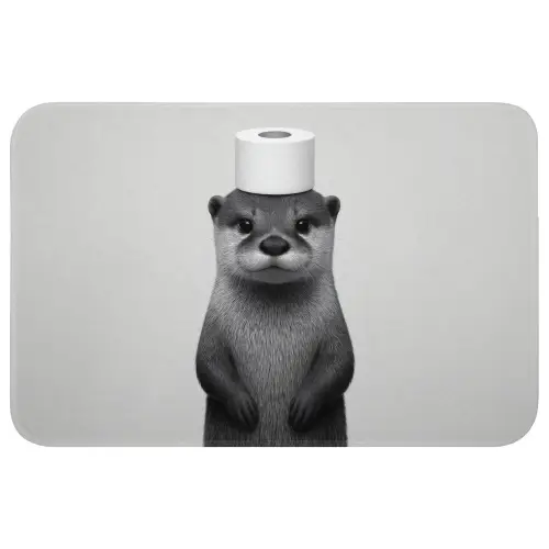 Otter - WC rol - Zwart - Wit Badmat klein -3d